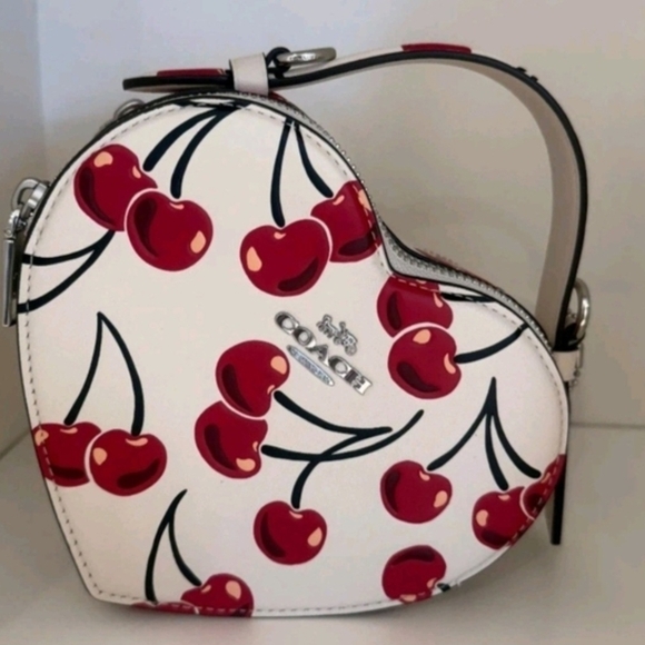 Coach Heart-Shaped Cherry Print Bag - Cream and Red - Picture 2 of 8